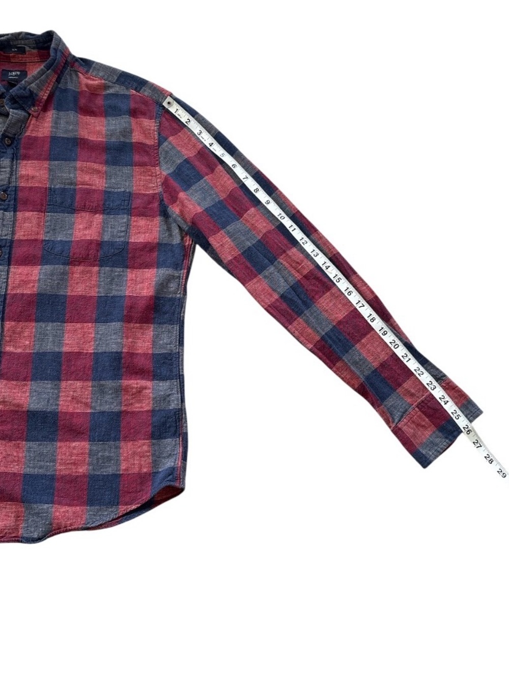 J. Crew Men’s Red and Blue Plaid Check Homespun Collard Shirt Size XL Slim Fit - Picture 8 of 8